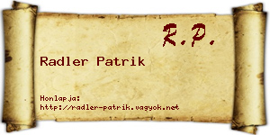 Radler Patrik névjegykártya